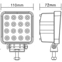 Lampa robocza LED 16x3W kwadratowa, światło rozproszone