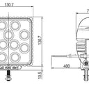 Lampa robocza LED kwadratowa 11 LED 4400 lumenów 10/30V