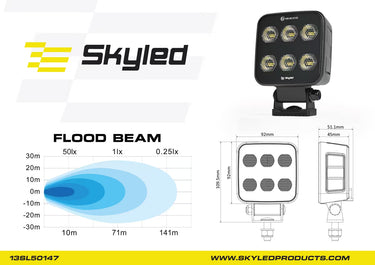 Lampa robocza LED SKYLED ATER STD Q60F 10-30V, 60W, 6600 lm, światło rozproszone