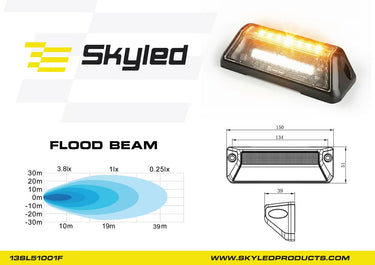 Lampa robocza LED SKYLED SCENE SLH FLASH 10-30V ze światłem ostrzegawczym