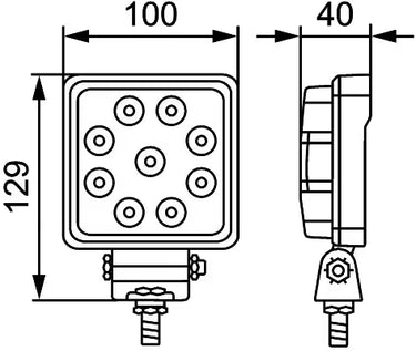Lampa robocza LED ValueFit S1500 12/24V, 1500lm, 9 diod, prostokątna