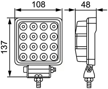 Lampa robocza LED ValueFit S2500 12/24V, 2500lm, prostokątna