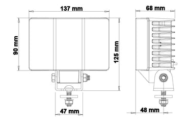 Lampa robocza LEDSON Hydra60 9-36V, 60W, 5600 Lm (światło rozproszone)