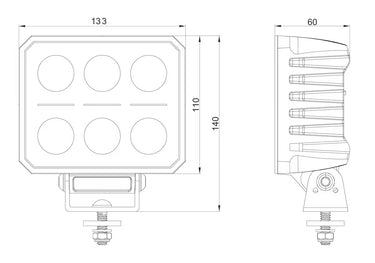 Lampa robocza SKYLED Ater 60F 9-36V 60W z funkcją zmiany barwy światła