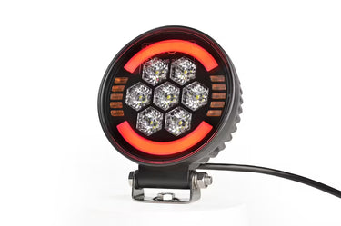 Lampa robocza SKYLED Aura C35F okrągła 9-32V 35W 3500Lm z pozycją pomarańczową/czerwoną i światłem ostrzegawczym R65