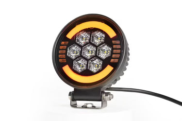 Lampa robocza SKYLED Aura C35F okrągła 9-32V 35W 3500Lm z pozycją pomarańczową/czerwoną i światłem ostrzegawczym R65