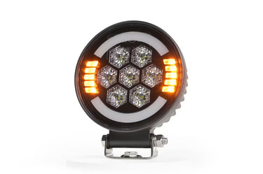 Lampa robocza SKYLED Aura C35F okrągła 9-32V 35W 3500Lm z pozycją pomarańczową/czerwoną i światłem ostrzegawczym R65