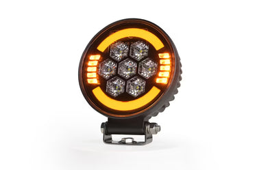Lampa robocza SKYLED Aura C35F okrągła 9-32V 35W 3500Lm z pozycją pomarańczową/czerwoną i światłem ostrzegawczym R65