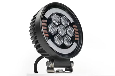 Lampa robocza SKYLED Aura C35F okrągła 9-32V 35W 3500Lm z pozycją pomarańczową/czerwoną i światłem ostrzegawczym R65