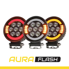 Lampa robocza SKYLED Aura C35F okrągła 9-32V 35W 3500Lm z pozycją pomarańczową/czerwoną i światłem ostrzegawczym R65