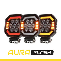 Lampa robocza SKYLED Aura Q35F kwadratowa 9-32V 35W 3500Lm pomarańczowa/czerwona z homologacją R10/R65/R148