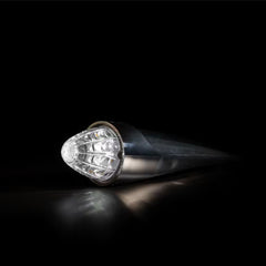 Lampa torpedo 16 LED biały klosz, zimne białe światło, 24V