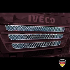Listwy ozdobne ze stali nierdzewnej na górny grill (logo + kratki) IVECO Stralis (> 2007)