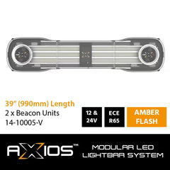 Modularna belka LED AXIOS R65 990 mm 12/24V z dwoma kogutami ostrzegawczymi