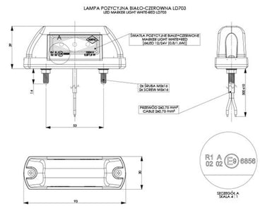 Lampa Obrysowa Biało-Czerwona LED (LD 703) Image 2