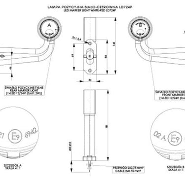Lampa Obrysowa Biało-Czerwona na Wysięgniku Długim Łamanym LED Image 2