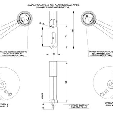Lampa Obrysowa Biało-Czerwona na Wysięgniku Długim Ukośnym LED Image 3