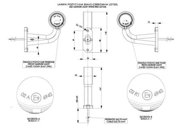 Lampa Obrysowa Biało-Czerwona na Wysięgniku Krótkim Łamanym LED Image 2