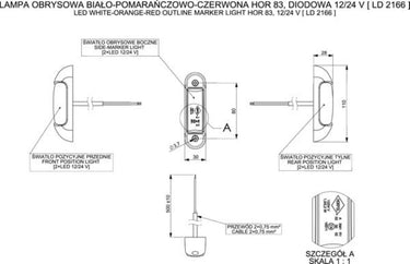 Lampa Obrysowa Biało-Pomarańczowo-Czerwona HOR 83 LED Image 2