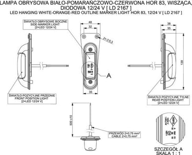 Lampa Obrysowa Biało-Pomarańczowo-Czerwona HOR 83 LED (Wisząca) Image 2