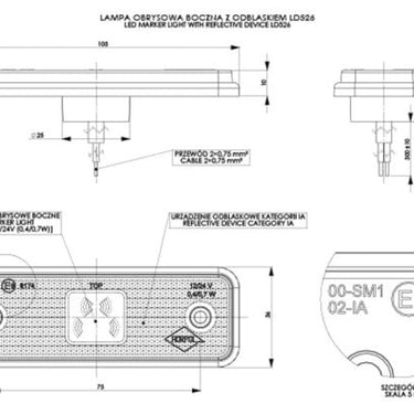 Lampa Obrysowa LED z Odblaskiem i Gumową Podkładką Pomarańczowa (LD 526) Image 2