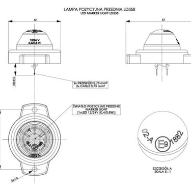 Lampa Obrysowa Pojedyncza LED Biała (LD 358) Image 2