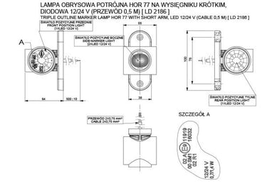 Lampa Obrysowa Potrójna na Wysięgniku Prostym, Krótkim LED Image 2