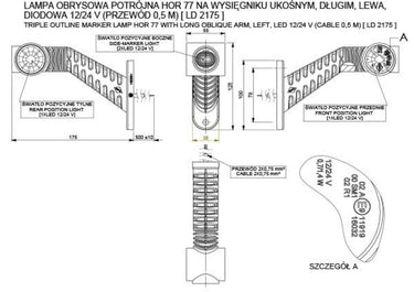 Lampa Obrysowa Potrójna na Wysięgniku Ukośnym (Lewa) LED Image 2