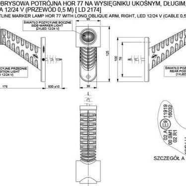 Lampa Obrysowa Potrójna na Wysięgniku Ukośnym (Prawa) LED Image 2