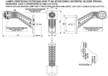 Lampa Obrysowa Potrójna na Wysięgniku Ukośnym (Prawa) LED Image 2