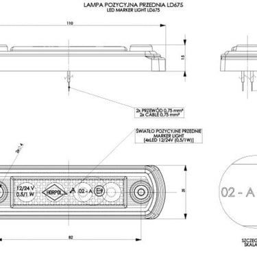 Lampa Obrysowa na Gumowej Podstawie LED Biała (LD 675) Image 2