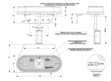 Lampa Obrysowa z Odblaskiem LED Pomarańczowa z Zaciskiem (LD 650) Image 2