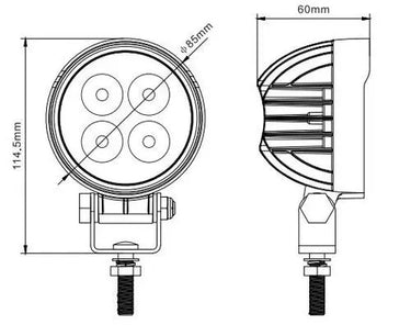 Lampa robocza SKYLED RED LINE okrągła 12W, 4 LED, 9-32V, 1080 Lm, IP67/69K Image 2