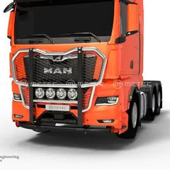 Orurowanie czołowe Outland (kangur) z uchwytami na 4 odbiorniki do MAN TGX stalowy zderzak (2020-) z homologacją R26/R61 Image 1