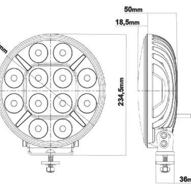 Reflektor SKYLED Jupiter 9X 9" LED 120W – białe/pomarańczowe pozycje, 850 m zasięgu, ECE R112 Image 2