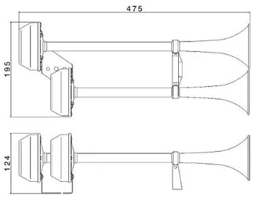 Zestaw elektrycznych sygnałów dźwiękowych 12V VEGA DUAL (FIAMM) – 41 cm i 47,5 cm Image 2