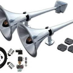 Zestaw sygnałów pneumatycznych HADLEY 62 cm (chromowane, okrągłe) z elektrozaworem 24V i kompletem montażowym Image 1