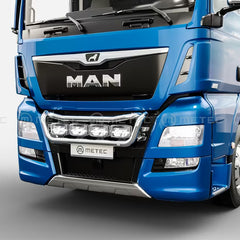 Rama w zderzak do MAN TGX (2013-2020) ze stali nierdzewnej z wiązką elektryczną i uchwytami na 4 reflektory