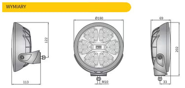 Reflektor dalekosiężny FERVOR 25 BLACK FULL LED Ø180mm 12/24V + zaślepka