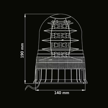 Światło ostrzegawcze LED (kogut) Strands Big Energy XL 10-32V, 190 mm, ECE R65