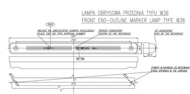 Światło pozycyjne białe światłowodowe 237mm 12/24V LED obrysowa przednia