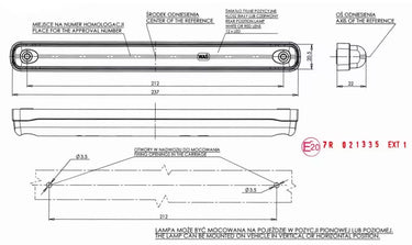 Światło pozycyjne czerwone LED neonowe (237 mm) 12/24V obrysowa tylna W110N