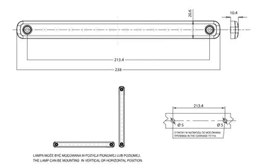 Światło pozycyjne czerwone LED obrysowe tylne 238mm 12/24V W276 BLACK