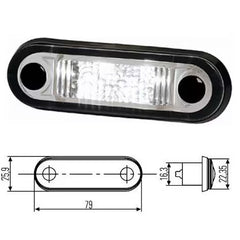 Światło pozycyjne LED białe HELLA 79x26 mm z przewodem 0,5 m