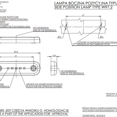 Światło pozycyjne LED pomarańczowe 12/24V obrysowe boczne (5 LED) W97.2