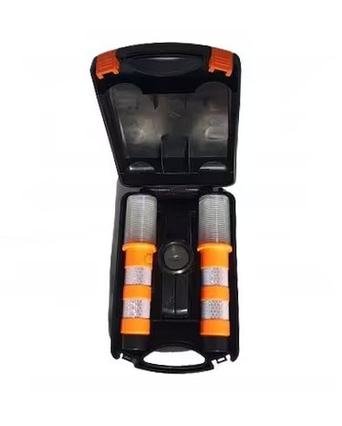 Zestaw 2 lamp ostrzegawczych LED z walizką (baterie AAA)